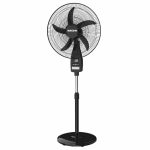 BRUHM BRAND STANDING FAN BES-18CB 18″ RECHARGEABLE FAN 12V 4500MAH,BLACK COLOUR FULL COPPER MOTOR, 9 SPEED,5 FAN BLADES