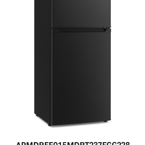 APMDRFF015MDRT237FGG28 – Top Mount Refrigerator, Double Door/DC, 173 Liters, Jazz Black Finish, Recessed Handle, R600a